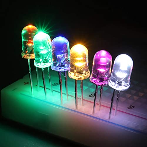 BOJACK 10 Colors 200 Pcs 5mm LED Diode Lights Assored Kit Pack (Transparent DC 2V - 3.2V 20mA) Bright Lighting Bulb Lamps Electronics Components 5 mm Light Emitting Diodes Parts - style: 10 Colors 200 Pcs