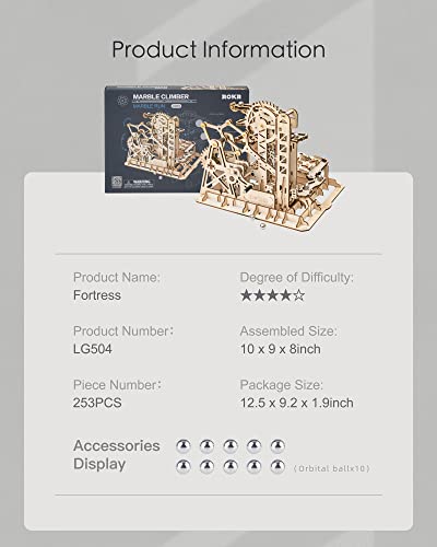 ROKR 3D Wooden Puzzle-Mechanical Model-Wooden Craft Kit-DIY Assembly Toy-Mechanical Gears Set-Brain Teaser Games-Best Gifts for Adults & Teens Age 14+(LG504-Fortress)