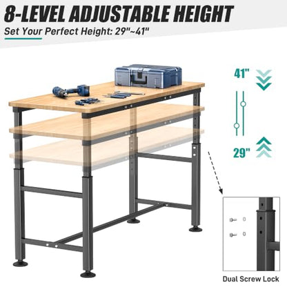 EVERHANGER Workbench for Garage, Adjustable Height Work Table - size: X-Large