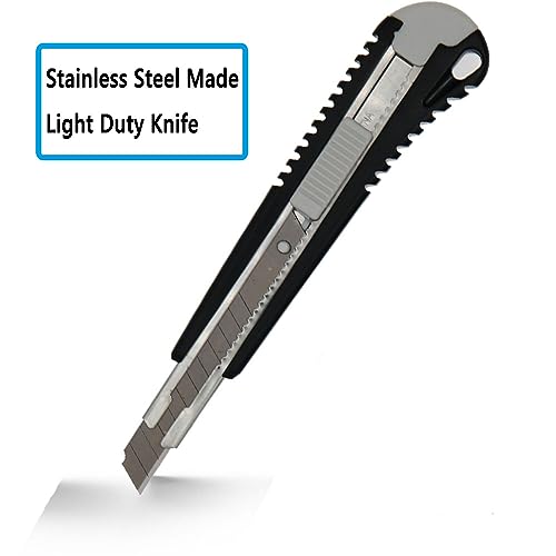 9mm Snap Off Utility Knife 3 Pack High Hardness Retractable Box Cutters with 30 Pcs Snap Off Blades,Package Cutter 9mm Knife for Home Office Workstation,Black - style: 60 Angle Black