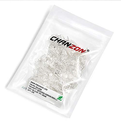 CHANZON 100 pcs 3mm Piranha Superflux Yellow LED Diode Lights (DC 2V 20mA) - color: E) Yellow (100pcs)