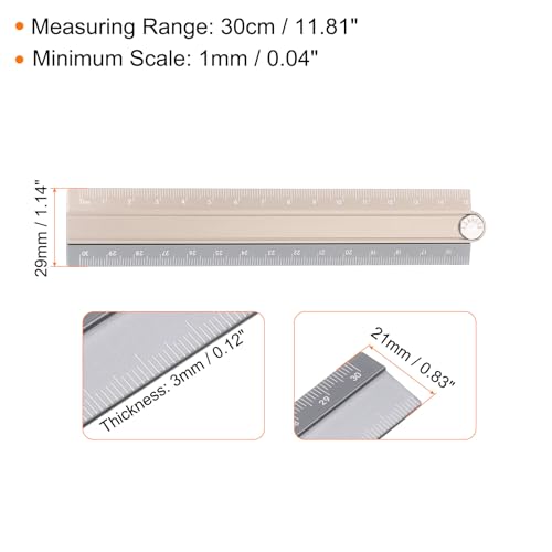 HARFINGTON 2pcs Folding Straight Ruler 30cm Metric Aluminum Alloy Protractor Foldable Angle Ruler Geometric Measuring Tool with Angle Line for Architect Artist Office, Gold Silver/Pink Silver - color: Gold Silver/Pink Silver