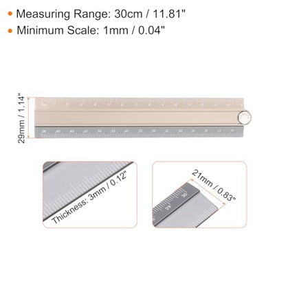 HARFINGTON 2pcs Folding Straight Ruler 30cm Metric Aluminum Alloy Protractor Foldable Angle Ruler Geometric Measuring Tool with Angle Line for Architect Artist Office, Gold Silver/Pink Silver - color: Gold Silver/Pink Silver
