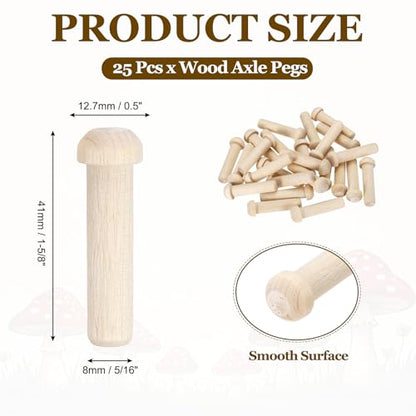 MECCANIXITY Wooden Axle Pegs 5/16" Dia. 1-5/8" Length, Unfinished Wood Pegs for DIY Model Cars Trucks, 25pcs - size: 5/16" Dia. 1-5/8" Length