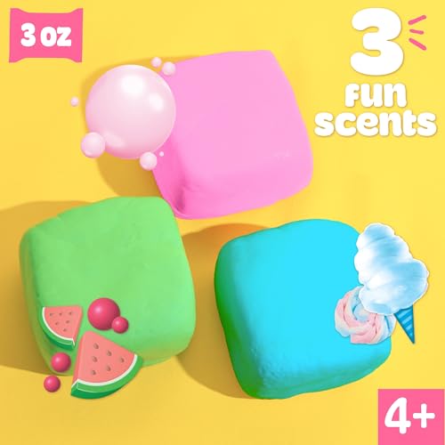 Play-Doh Scented Air Dry Clay, 3-Pack Spring Bundle, Includes 1 Green Watermelon, 1 Blue Cotton Candy, 1 Pink Bubblegum - color: Spring