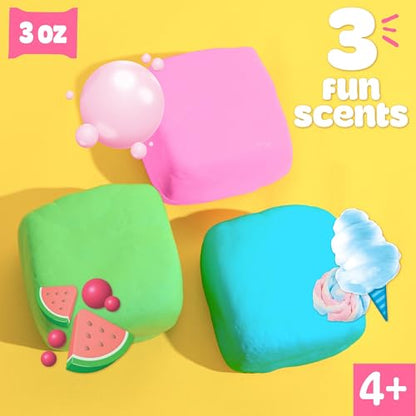 Play-Doh Scented Air Dry Clay, 3-Pack Spring Bundle, Includes 1 Green Watermelon, 1 Blue Cotton Candy, 1 Pink Bubblegum - color: Spring
