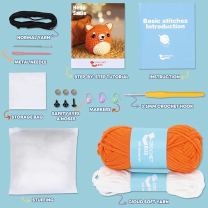 CrochetBox Shiba Inu Crochet Kit for Beginners, Easy Craft for Adults - color: Shiba Inu