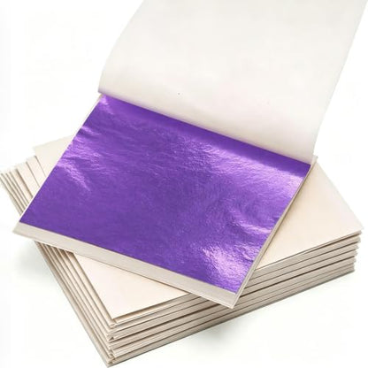 KINNO Gold Leaf Sheets for Art 300 PCS Violet Foil, 3.15" x 3.35" - color: 300 Sheets Purple