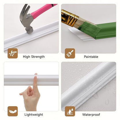 INMOZATA Pre-Cut Peel and Stick Wall Molding, 50" x 20",50" x 40" - size: 50" x 20",50" x 40"