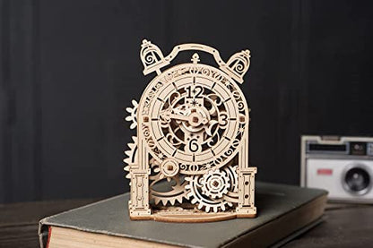 UGEARS Vintage Alarm Clock 3D Puzzle - Wooden Model Kit for Adults to Build - Mechanical Model Desk Clock Making Kit - 3D Jigsaw Puzzle Wood Toy Clock - DIY Brain Teaser Puzzle Construction Set
