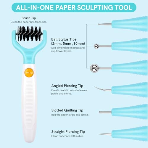 BAOFALI 8Pcs/Set All-in-One Paper Sculpting Tool Kit & Die Brush; Paper Flower Shaping Making Tool Set; Flower Mold Tray; Paper Blossom Tools for Creating Dimensional Flowers; Die Cleaning Tool - color: 8pcs/Set Tool Kit