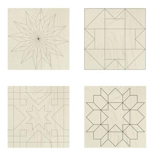 9" Barn Quilt Kit Set of 4 | Starburst, Aesthetic, Cottage Chic Star, Swoon - size: 9 inches (set of 4), style: Starburst, Aesthetic Triangles, Cottage Chic Star, Swoon