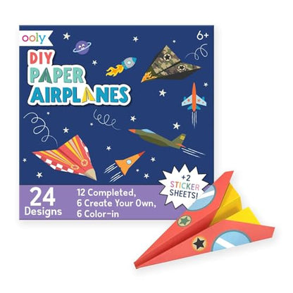 Ooly DIY Origami Paper Airplane Book, 24 Planes & Stickers - color: Paper Air Planes Kit