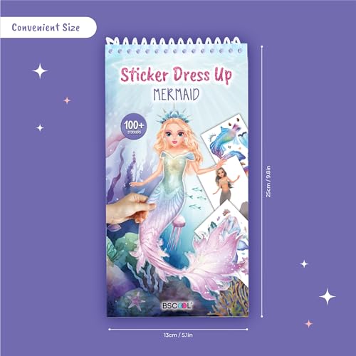 BSCOOL Mermaid Sticker Book Activity Book for Kids Girls - color: Sticker Dress Up Mermaid