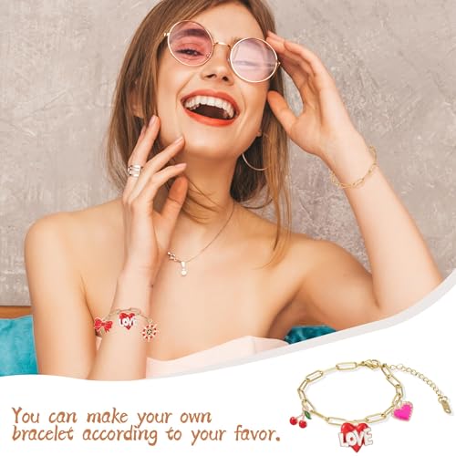 HUISUYTON 18K Gold Plated 10PCS 6.3 Inch Paperclip Charm Bracelet Chain - color: Gold and Silver-5.25Ft