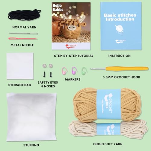 Crochet Kit for Beginners: Highland Cow Crochet Kit, Learn to Crochet, Include Easy Knitting Soft Yarn, Step-by-Step Video Tutorial, Hook, Holiday Birthday Gift for Adults and Teen(30%+ Yarn) - color: Yak