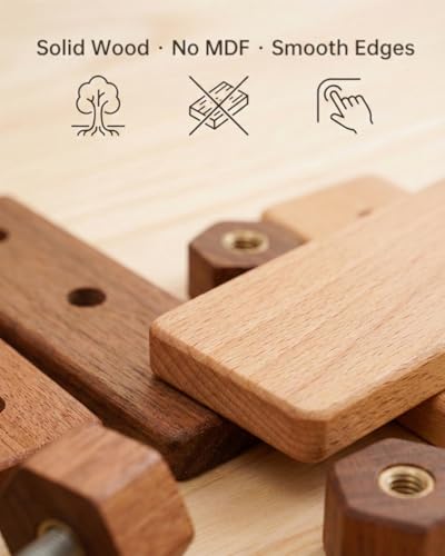 Kids Tool Set | Wooden Toy Building Blocks with Construction Tool Kit | Wood Blocks Nuts Bolts Hammer Screwdriver in a Box (32 pcs) for Boys & Girls