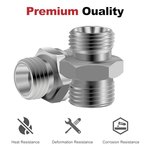 2pcs M18 to M18 Carbon Stee Fittings Adapters for Mini Excavator Adapting, Reducing Or Enlarging Connect Such Air Pipe, Fuel Pipe, Water Pipe, Etc Full Port Straight Pipe Fitting Connector - size: M18-M18