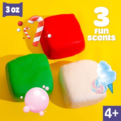 Play-Doh Air Dry Clay, 3-Pack Christmas Bundle, 1 Green Bubblegum, 1 Red Peppermint, 1 Blue Cotton Candy, Stocking Stuffers, Goodie Bag Stuffers, Art Supplies, Arts and Crafts for Kids, Kids Crafts - color: Christmas