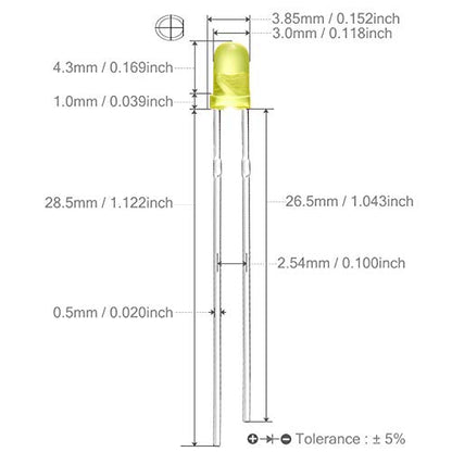 CHANZON 100 pcs 3mm Blinking Yellow LED Diode Lights 1.5Hz Flashing - color: I) Diffused Yellow (100pcs)