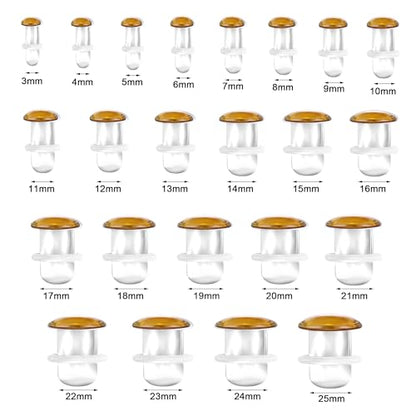 Glass Ear Stretching Kit Single Flare Plugs & Rubber Rings Unique 1mm Increments 3mm-25mm Gradual Sizing Smooth Glass Gauges for Daily Wear Earring Expander Stretcher Piercing Body Jewelry 2Pc - color: Brown, size: 14mm
