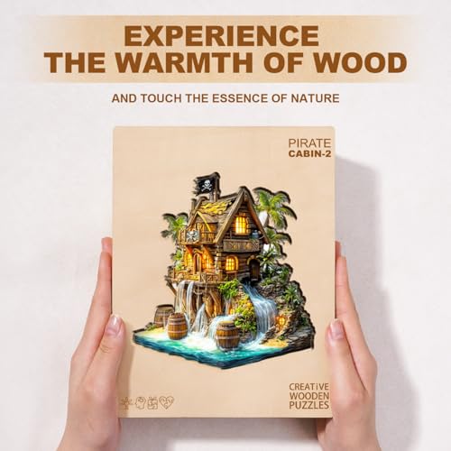 Wooden Puzzles for Adults Pirate Cabin Puzzles 150 Pieces Wood Puzzles Adults Gifts 11.4 * 11in - color: Pirate Cabin, size: Medium