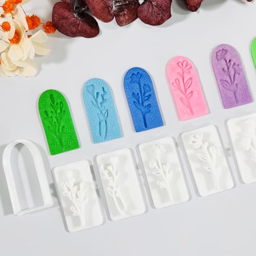 Xaekicr A1-4-9B-Handmade Jewelry Pendant Crafting Kit,Flower Plastic Molds Set, DIY Polymer Clay Printing Tools - color: A color