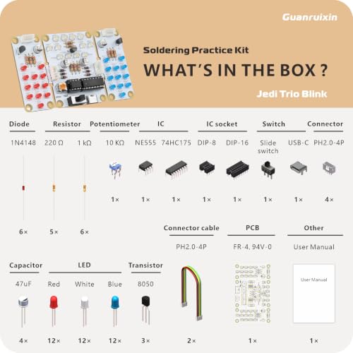 Soldering Practice Kit, 3-Color Split LED for Beginners