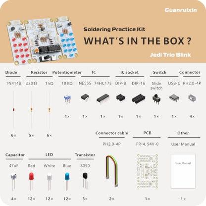 Soldering Practice Kit, 3-Color Split LED for Beginners