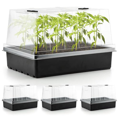 RooTrimmer 4-Pack Seed Starter Trays with 5" Tall Humidity Domes - size: 4p Trays+Domes