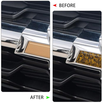 QianBao Compatible with 11.8" x 4" Chevy Bowtie Emblem Vinyl Wrap Kit - color: Forged Carbon Fiber Gold