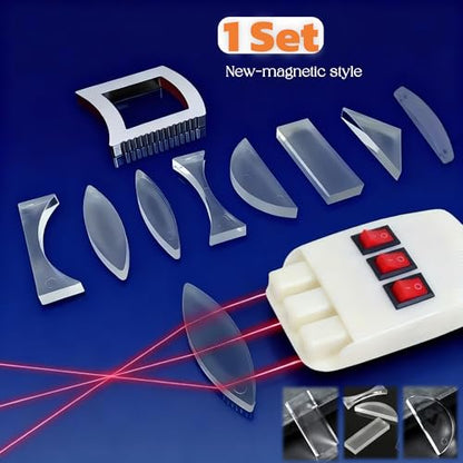Magnetic Physics Optical Experiment Kit with Adjustable Triple Laser Source, Prisms, Reflectors, Educational Lab Equipment for Light Refraction and Reflection Experiments,Teaching Supplies