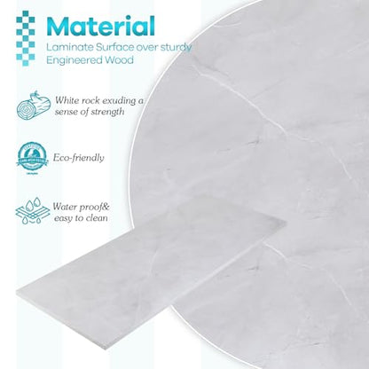 Kaboon Universal Tabletop 60"x18", Solid One-Piece Melamine Table Top, Double Desk L-Desk DIY, Home and Office Countertop, White Rock - color: White Rock, size: 60x18