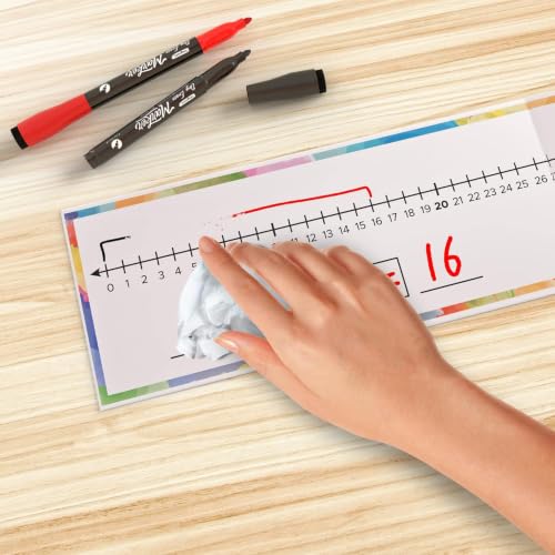 Set of 10 Dry Erase Number Boards - Double Sided, 4 Feet, Red & Black Dry Erase Marker, 0-100 Number Line on One Side, Blank Line on Reverse - style: Set of 10 Boards & 20 Markers