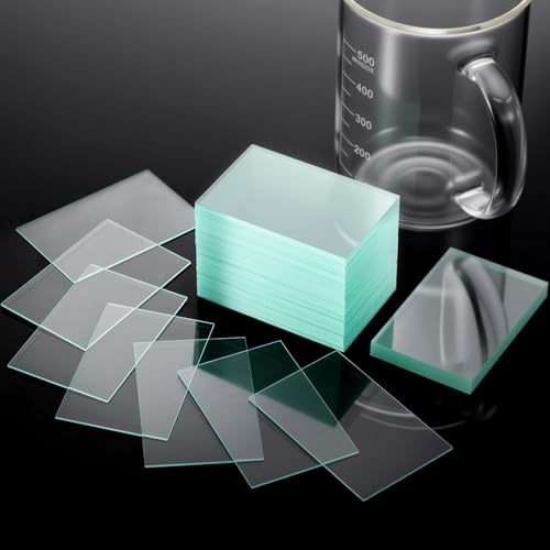 Sosation 50 Pcs Pre-Cleaned Glass Microscope Slides 75 x 50 mm/3" x 2" High-Transparency Microscope Slides for School Laboratories Professional Biological Observation