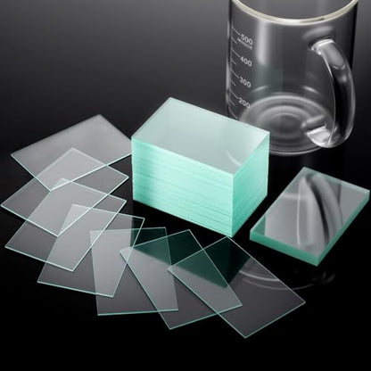Sosation 50 Pcs Pre-Cleaned Glass Microscope Slides 75 x 50 mm/3" x 2" High-Transparency Microscope Slides for School Laboratories Professional Biological Observation