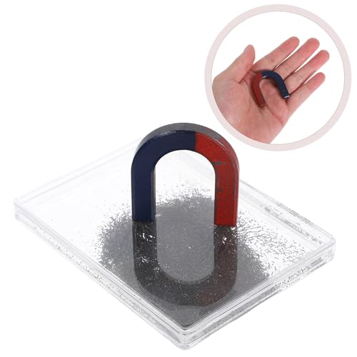 CLISPEED Magnetic Field Demonstrator Iron Filings Case with Magnet for Physics Experiments Science Experiment Instrument for Classroom Teaching Student-Led Demonstrations 3.70 X 2.75 X 0.47 in