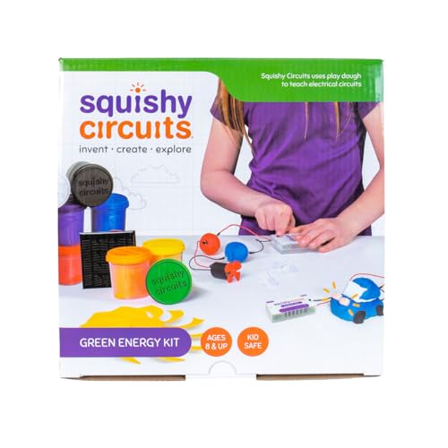 Squishy Circuits Green Engineering Kit - Explore Electrical Circuits, Solar Power, Wind Power and More with Play Dough - STEM Science Kits for Kids Age 8-12 - style: Green Kit