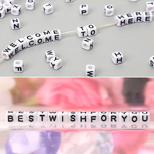Augshy 1400pcs Square Acrylic Alphabet Beads for DIY Jewelry Making - color: White