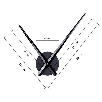 Lafocuse Silent 24 Inch DIY Wall Clock with Large Clock Hands and Motor Kit, DIY 12888 Clock Movement Mechanism Replacement with 12 Inch Long Minute Hands for Living Room - color: Black