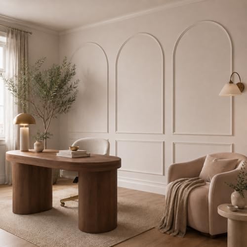 Colingmill 3 Set 32 x 94 Inch Arch Wall Molding Kit Peel Stick Arch Premade Accent Wainscoting Panel Wall Panel Decor Pre Cut Trim Kit for Home Walls Molding DIY Living Room Decor(Classic Style) - size: 32 x 94 Inch, style: Classic Style