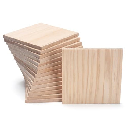 4″ X 4″ Wood Squares Wooden Blocks for Crafts 1/4″ Thick, Blank Wood Blocks Pieces Planks for Crafting, Unfinished Wooden Board for Paintings, DIY Plaques & Signs, Woodworking, Architectural Models - size: 4″x4″x1/4″ - 16PCS