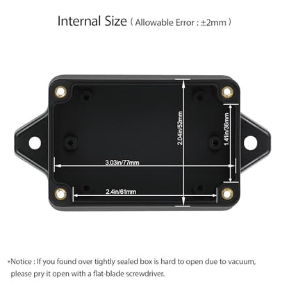 Junction Box Waterproof Dustproof IP65 ABS Plastic Universal Electric Project Enclosure Black with Fixed Ear 3.26"x 2.28"x 1.29"(83 x 58 x 33 mm)(Pack of 2) - size: 3.26"x 2.28"x 1.29"(2 Pack)