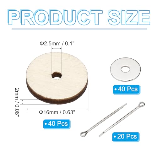 PATIKIL 16mm Doll Joints, 20 Set Removable Cotter Pin Joints Connector and Fiberboard Tray for Bear Limbs Making Head Joints DIY Crafts Accessories - size: 16mm