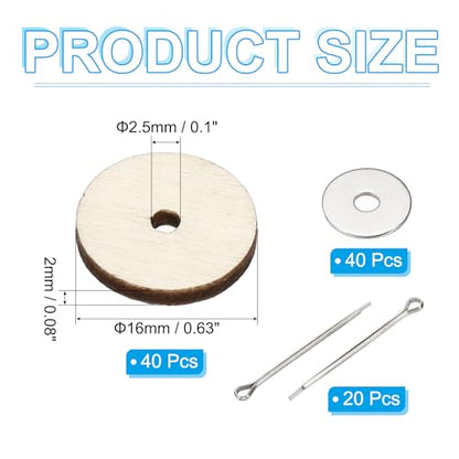 PATIKIL 16mm Doll Joints, 20 Set Removable Cotter Pin Joints Connector and Fiberboard Tray for Bear Limbs Making Head Joints DIY Crafts Accessories - size: 16mm