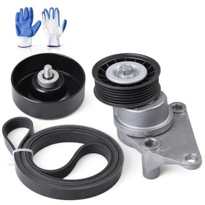 Serpentine Belt Tensioner Idler Pulley Kit #38158 36299 90K-38158D - size: 2004-2009 for Silverado/Yukon/Escalade