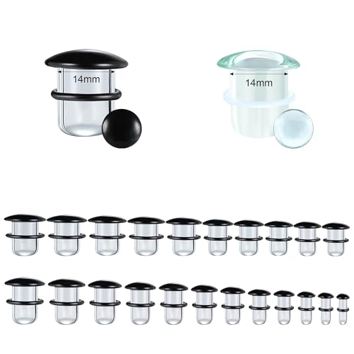Glass Ear Stretching Kit Gauges 3mm-25mm Single Flare Plugs 4Pcs - color: Clear/Black, size: 14mm（9/16"）