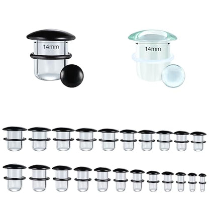Glass Ear Stretching Kit Gauges 3mm-25mm Single Flare Plugs 4Pcs - color: Clear/Black, size: 14mm（9/16"）