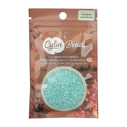 John Bead 25g Cylin Beads Green Glow in Dark AB 11/0 Glass Cylindrical Seed Beads for Jewelry Bracelets Necklaces Earrings Making Embroidery - color: Green Glow in Dark AB
