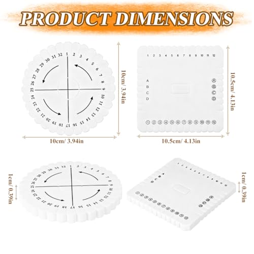 EXCEART Braiding Board Set 4 pcs Eva Beading Cord Disc Kumihimo Loom Round for Bracelet Necklace Belt and Hand Rope Weaving Handmade Craft Tool